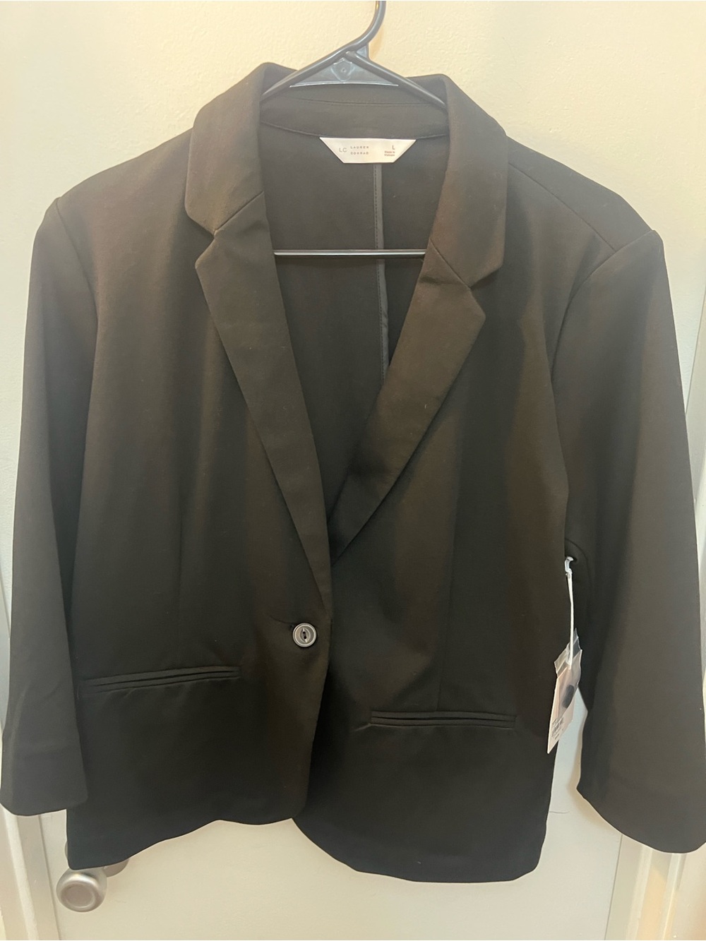LC Lauren Conrad Black Single-Button Notch Collar Blazer